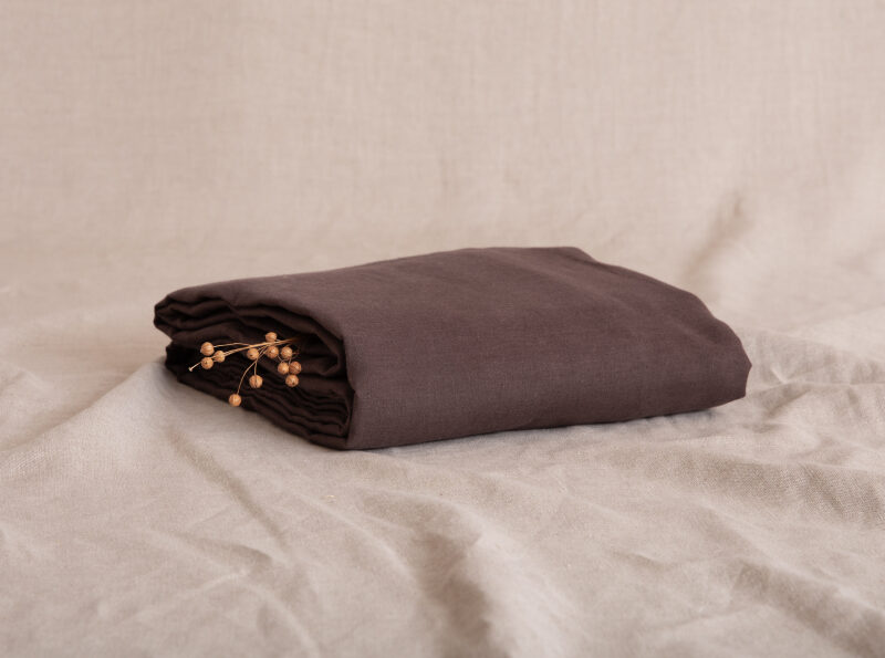 Drap Housse en lin lavé Châtaigne