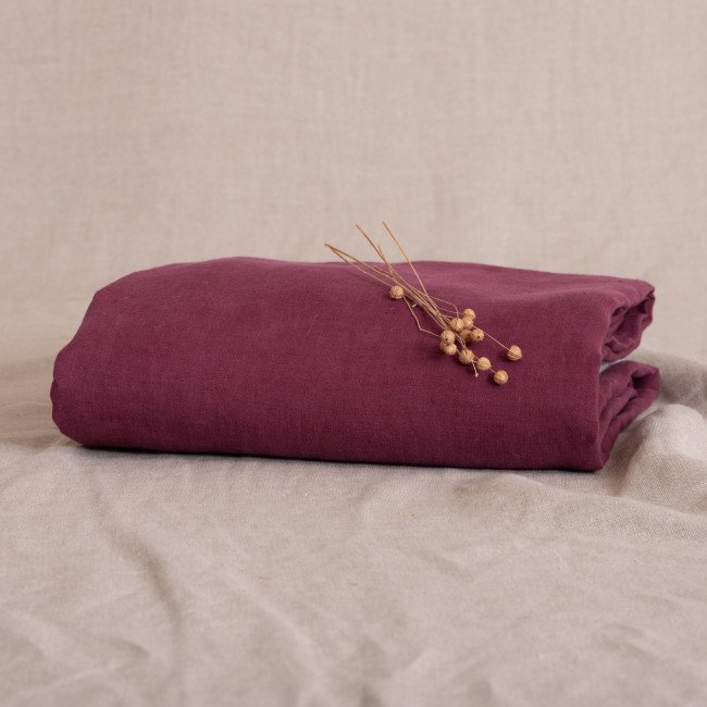 Drap Housse en lin lavé Rouge Grenat