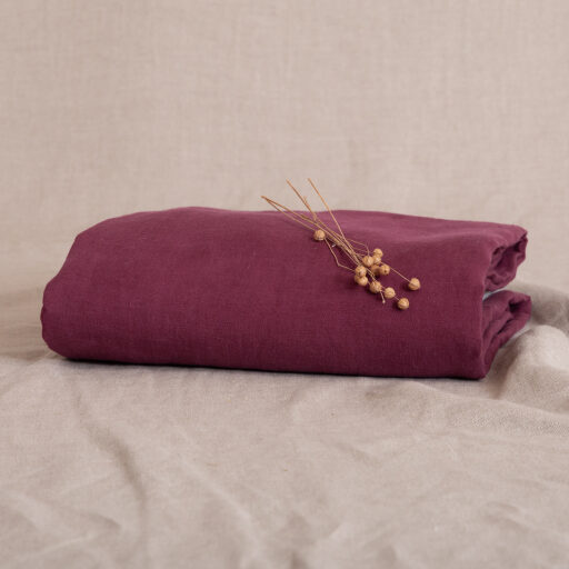 Drap Housse en lin lavé Rouge Grenat