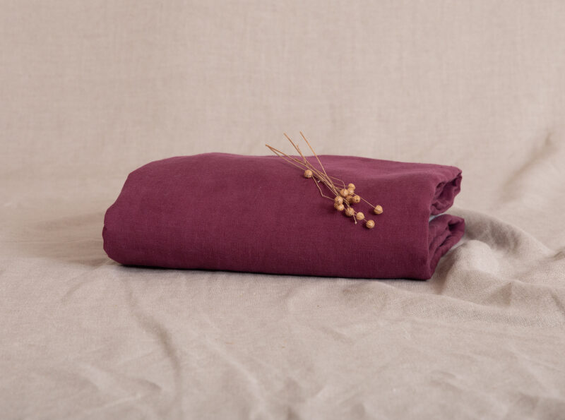 Drap Housse en lin lavé Rouge Grenat