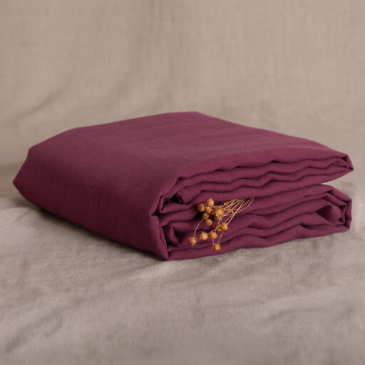 Drap Housse en lin lavé Rouge Grenat