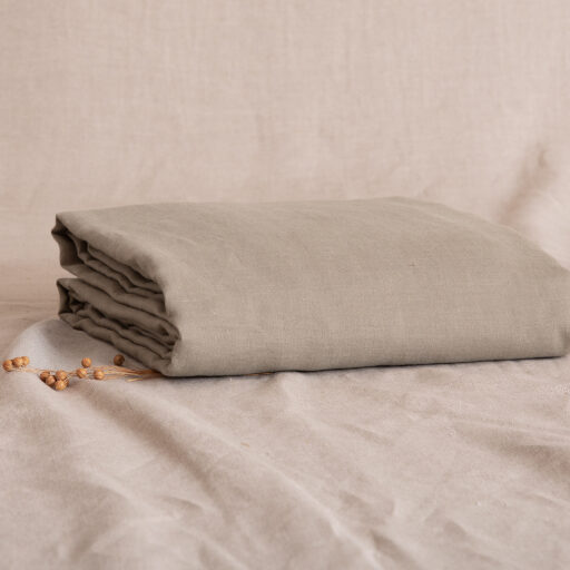 Drap plat en lin lavé Vert Laurier