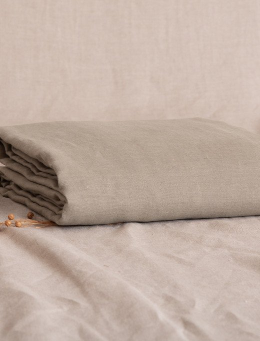 Drap plat en lin lavé Vert Laurier