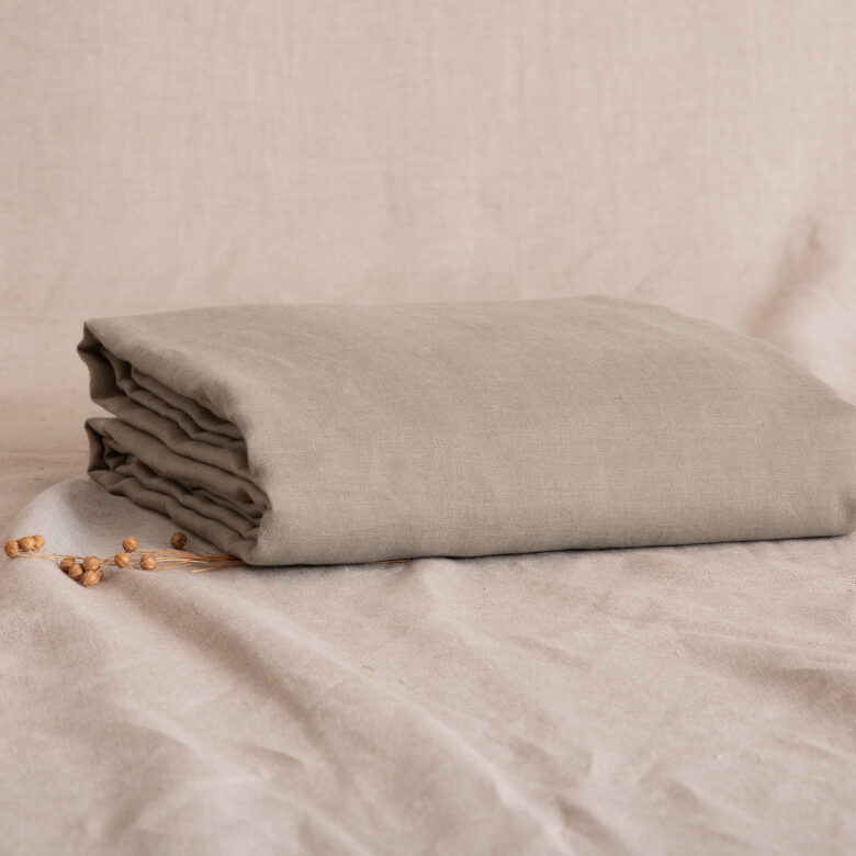 Drap plat en lin lavé Vert Laurier - Embrin