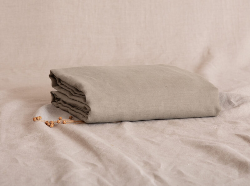 Drap plat en lin lavé Vert Laurier