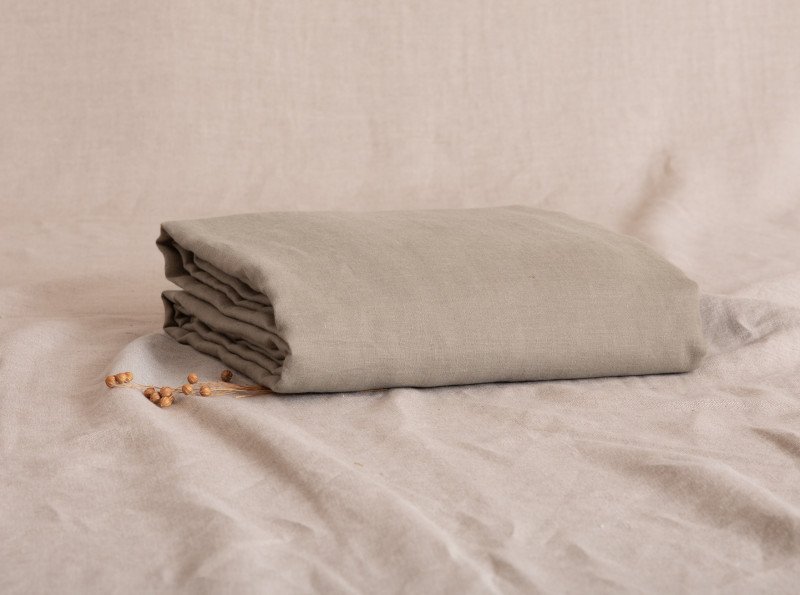 Drap plat en lin lavé Vert Laurier