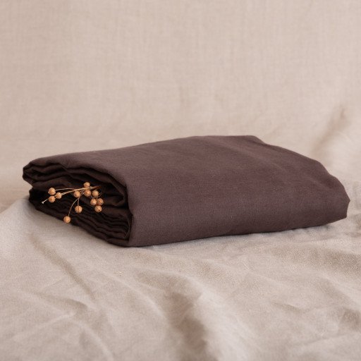 Drap Plat en lin lavé Châtaigne