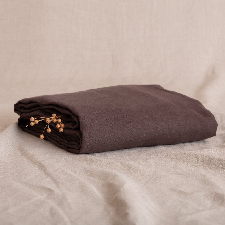 Drap Plat en lin lavé Châtaigne - Embrin