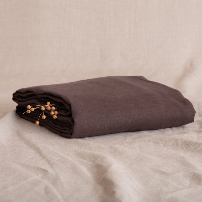 Drap Plat en lin lavé Châtaigne - Embrin