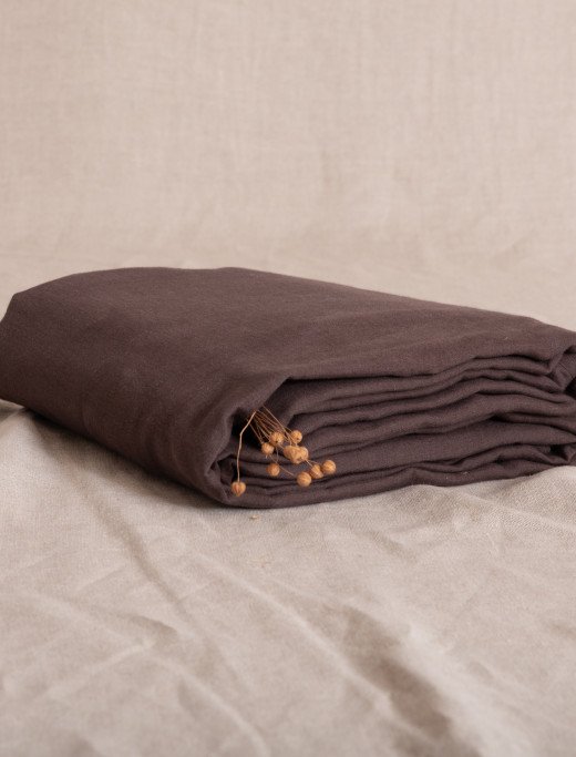 Drap Plat en lin lavé Châtaigne