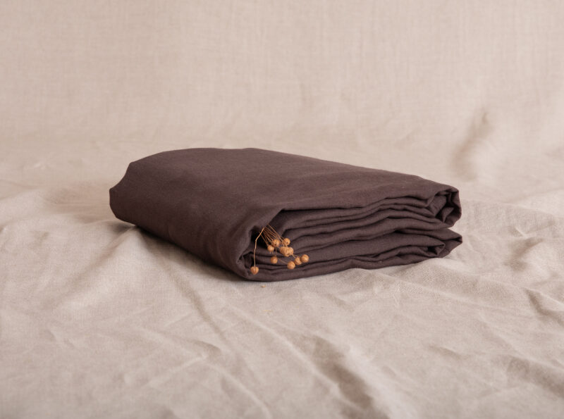 Drap Plat en lin lavé Châtaigne