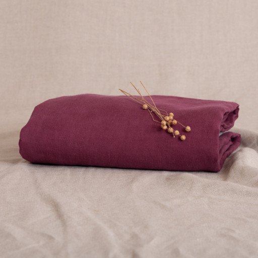 Drap Plat en lin lavé Rouge Grenat