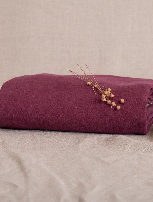 Drap Plat en lin lavé Rouge Grenat