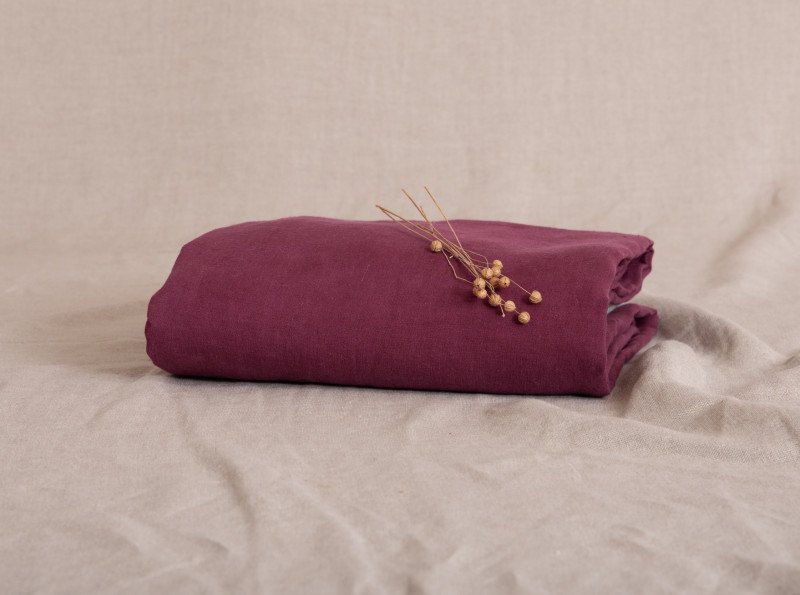 Drap Plat en lin lavé Rouge Grenat