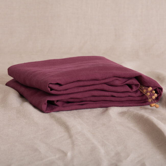 Drap Plat en lin lavé Rouge Grenat