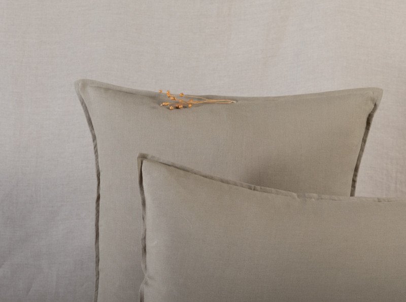 Taie d'oreiller en lin lavé Vert Laurier