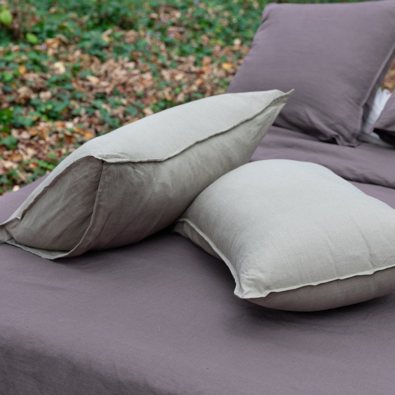 Taie d'oreiller en lin lavé Vert Laurier - Embrin