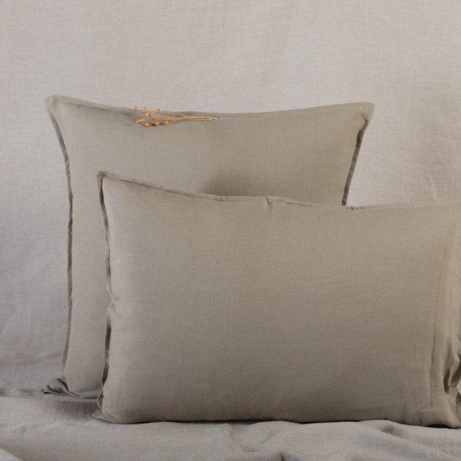 Taie d'oreiller en lin lavé Vert Laurier