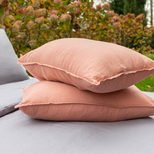 Taie d'oreiller en lin lavé Terre Cuite