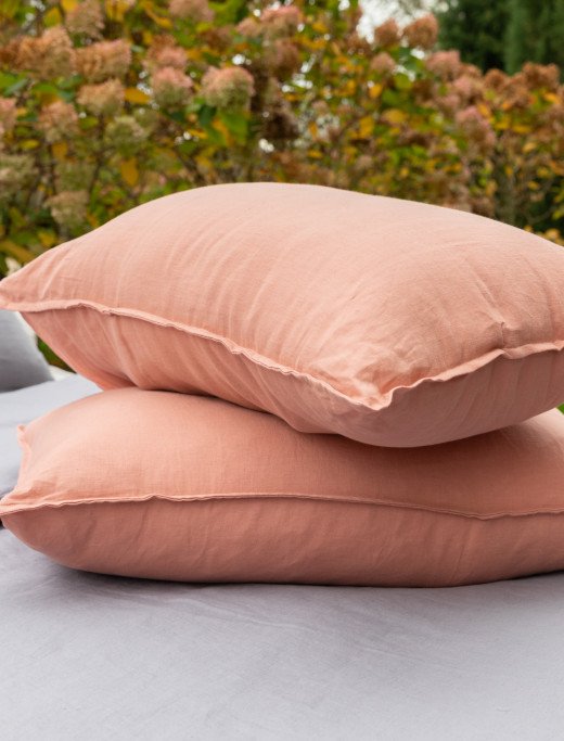 Taie d'oreiller en lin lavé Terre Cuite