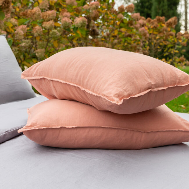 Washed linen pillowcase Terracotta