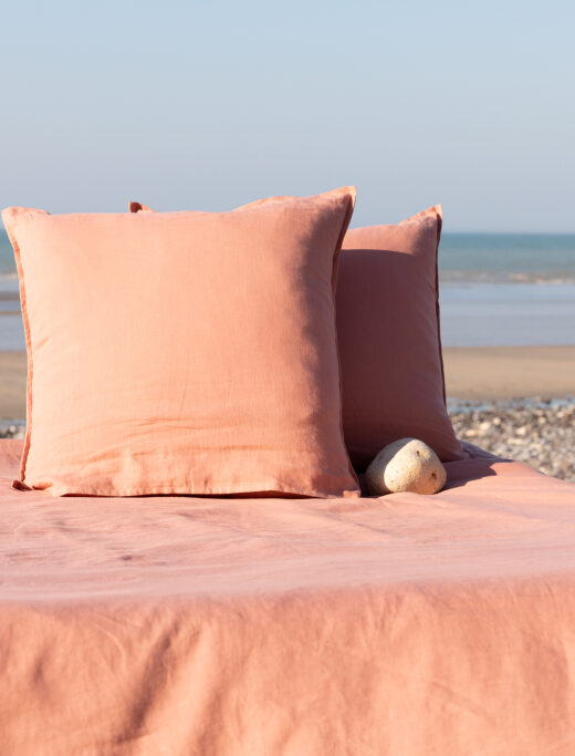 Taie d'oreiller en lin lavé Terre Cuite