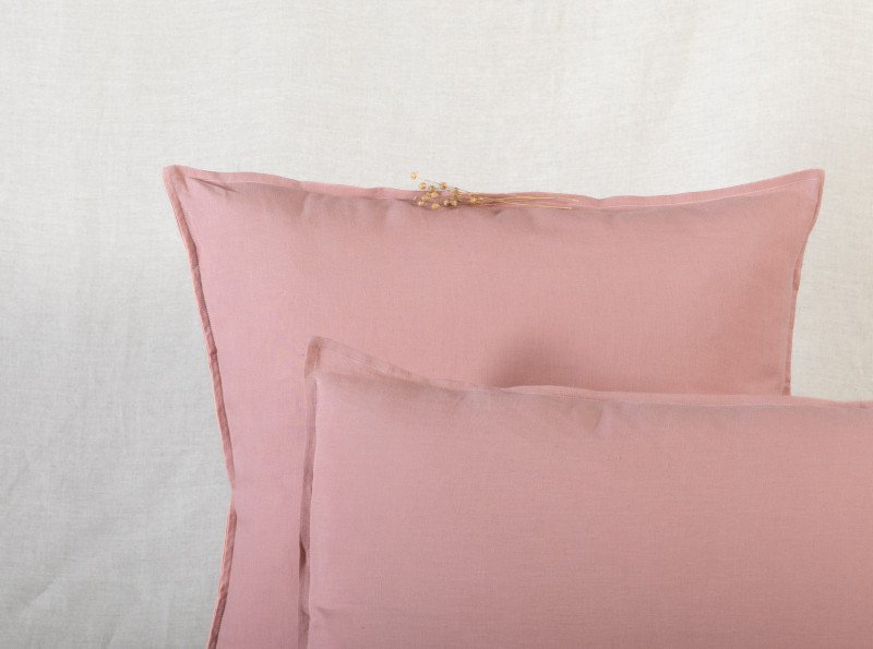 Taie d'oreiller en lin lavé Terre Cuite