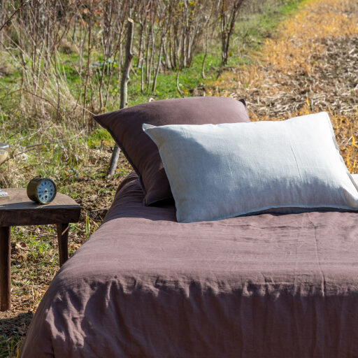 Taie d'oreiller en lin lavé Châtaigne