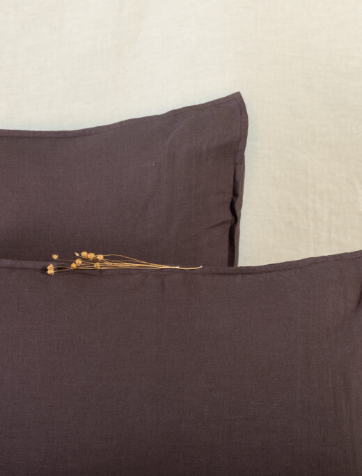 Taie d'oreiller en lin lavé Châtaigne