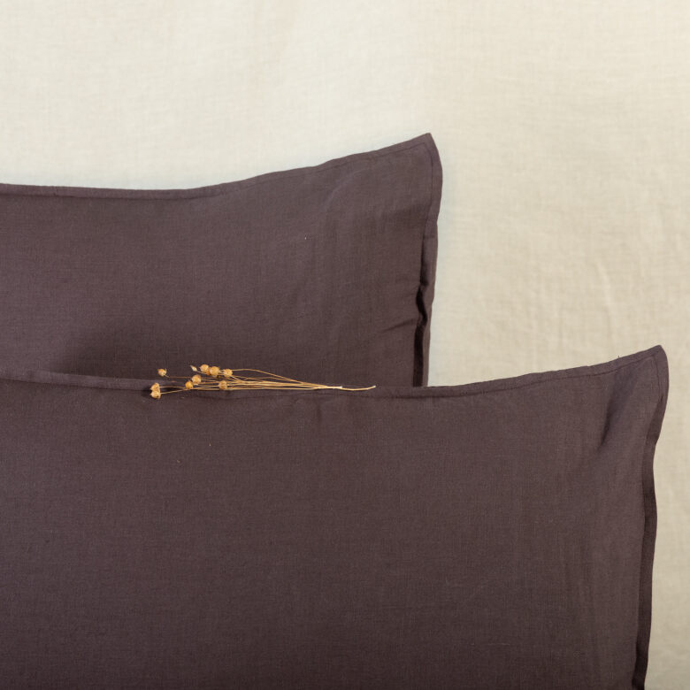 Taie d'oreiller en lin lavé Châtaigne - Embrin