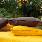 Taie d'oreiller en lin lavé Châtaigne