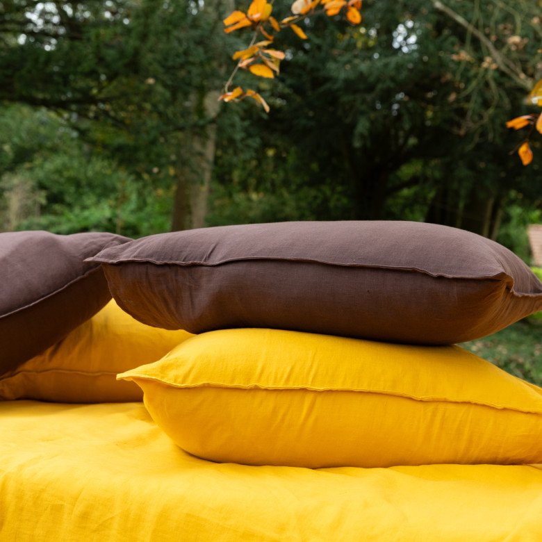 Taie d'oreiller en lin lavé Châtaigne - Embrin