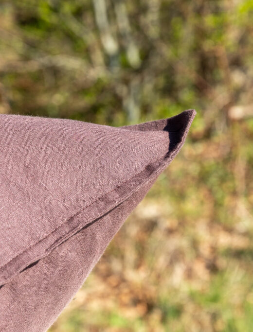 Taie d'oreiller en lin lavé Châtaigne