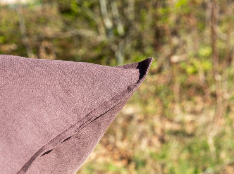 Taie d'oreiller en lin lavé Châtaigne