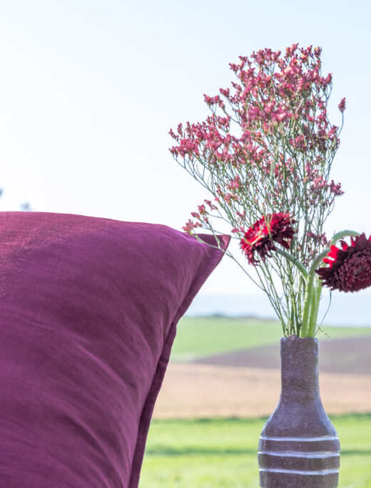 Taie d'oreiller en lin lavé Rouge Grenat