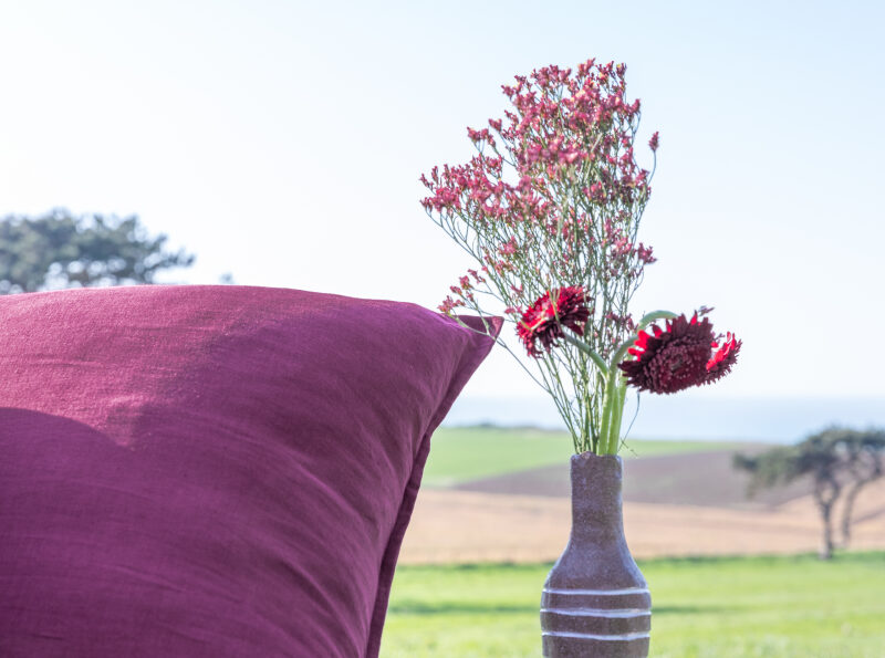 Taie d'oreiller en lin lavé Rouge Grenat