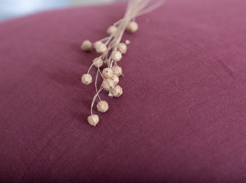 Taie d'oreiller en lin lavé Rouge Grenat