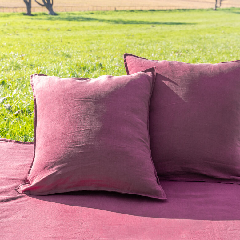 Taie d'oreiller en lin lavé Rouge Grenat - Embrin