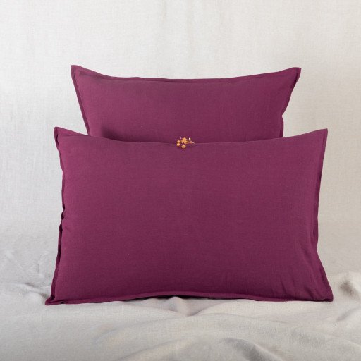 Taie d'oreiller en lin lavé Rouge Grenat