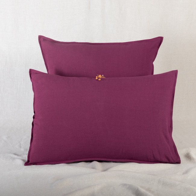 Taie d'oreiller en lin lavé Rouge Grenat