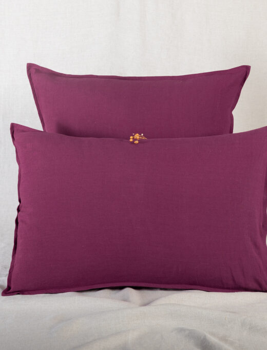 Taie d'oreiller en lin lavé Rouge Grenat