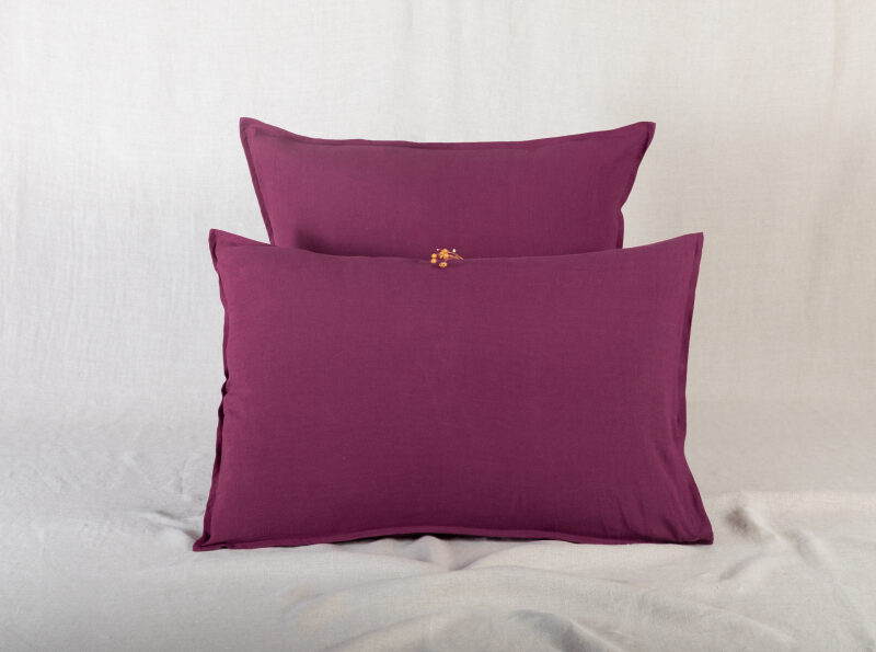 Taie d'oreiller en lin lavé Rouge Grenat