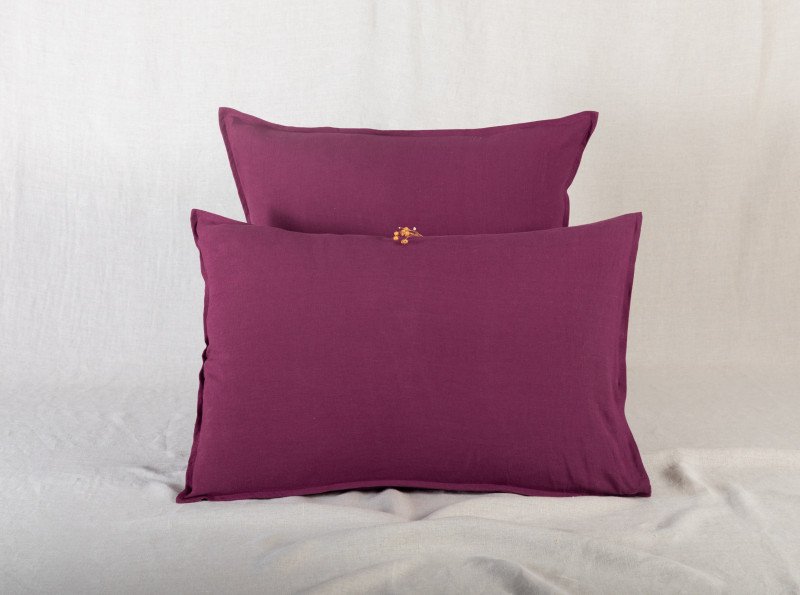 Taie d'oreiller en lin lavé Rouge Grenat