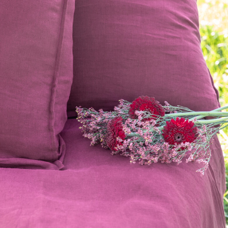 Taie d'oreiller en lin lavé Rouge Grenat - Embrin