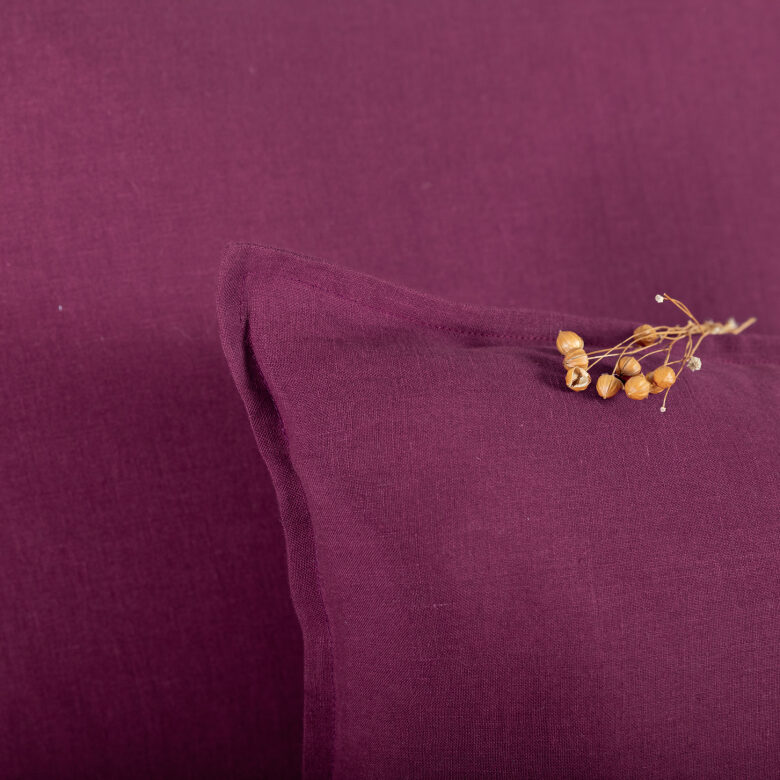 Taie d'oreiller en lin lavé Rouge Grenat - Embrin