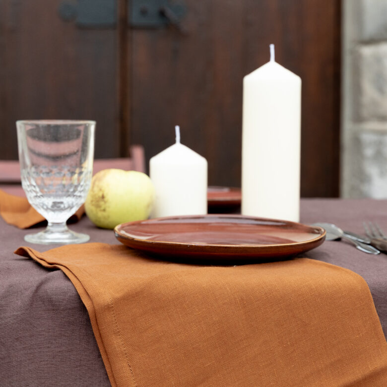 Nappe en lin lavé Châtaigne - Embrin