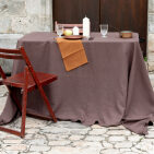 Nappe en lin lavé Châtaigne