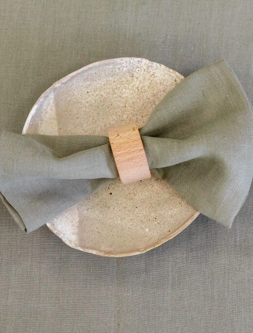 Serviettes de table en lin lavé Vert Laurier (lot de 4)