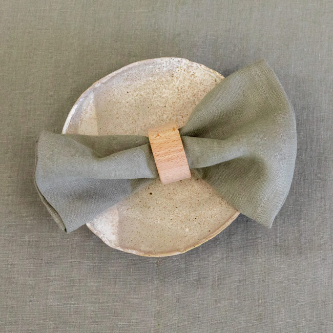 Serviettes de table en lin lavé Vert Laurier (lot de 4)