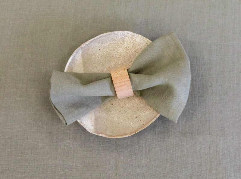 Serviettes de table en lin lavé Vert Laurier (lot de 4)